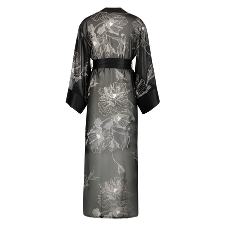 Kimono largo de gasa lotus, Negro
