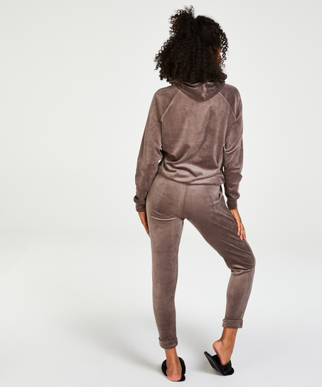 Sudadera con capucha de terciopelo, Marrón