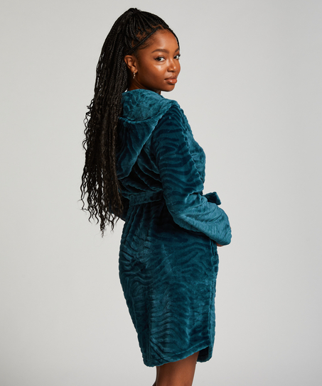 Albornoz corto de forro polar, Azul