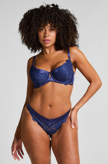 Hunkemöller Tanga Grace de tiro alto Azul