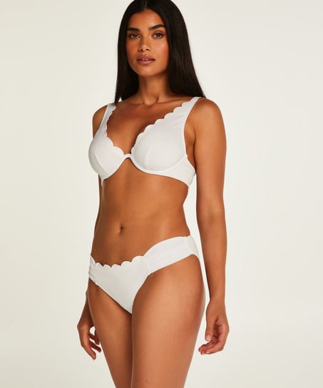 Top de bikini de aros no preformado Scallop, Blanco