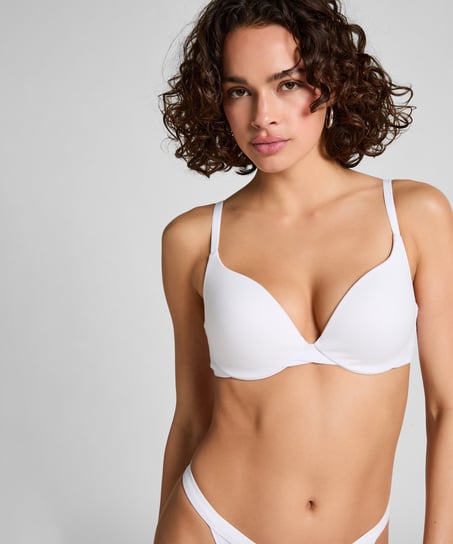 Sujetador push-up de algod&oacute;n preformado y con aros, Blanco