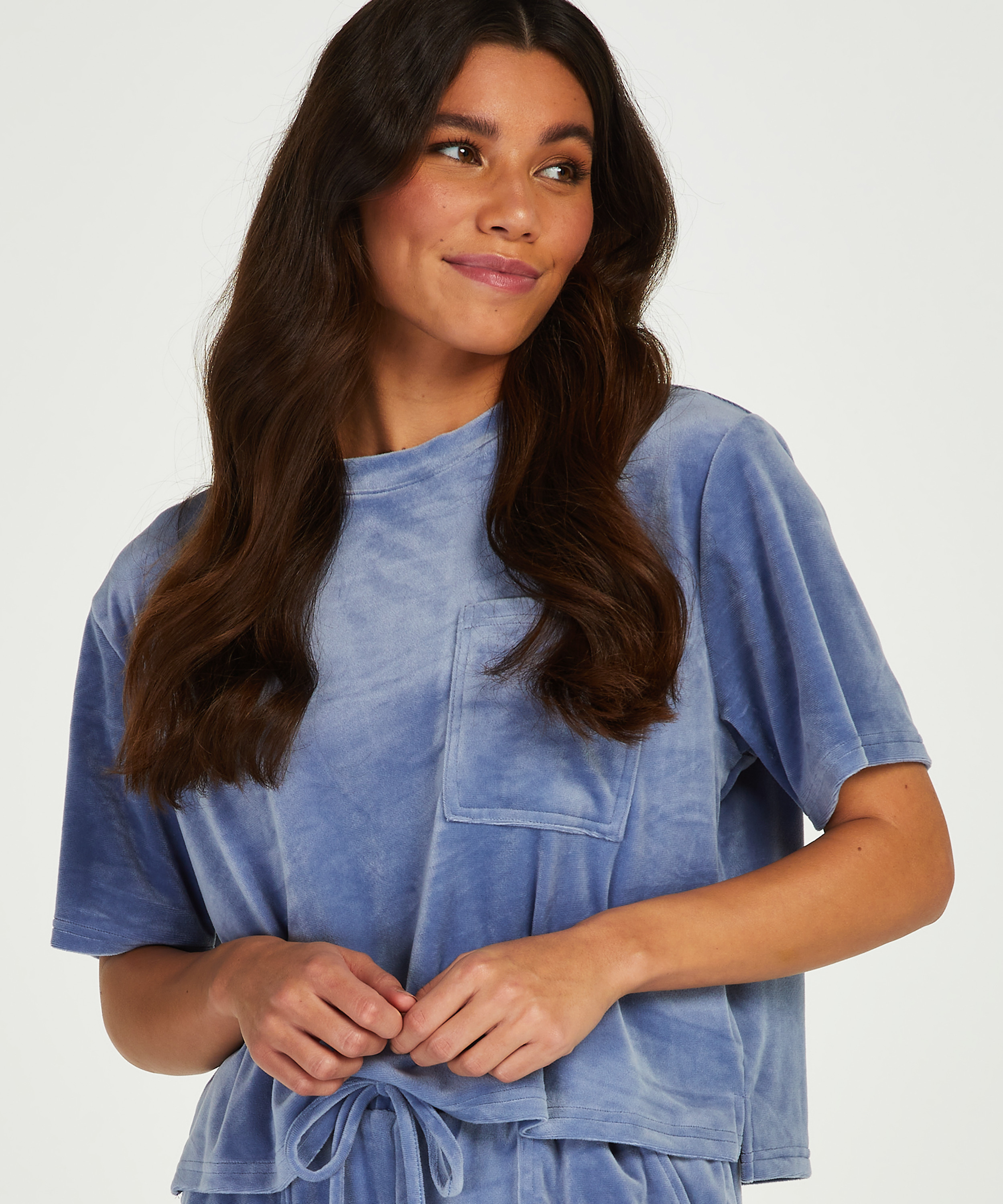 Top de terciopelo Pocket, Azul, main
