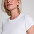 Top de pijama de manga corta rib crew neck, Blanco