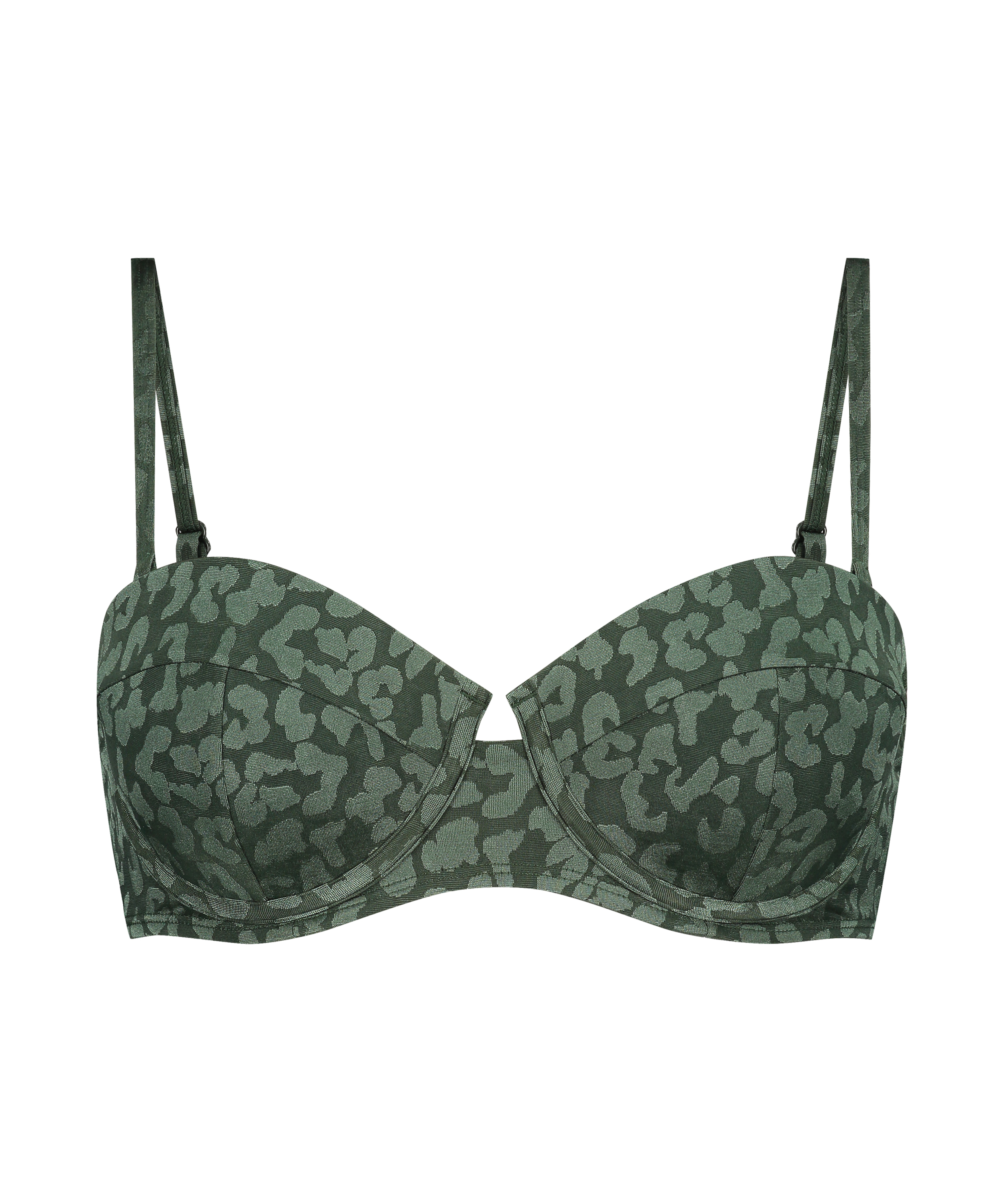 Top de bikini push-up con aros y preformado Copa A - E, Verde, main