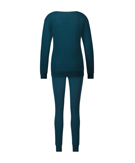 Pijama Waffle Placket, Azul