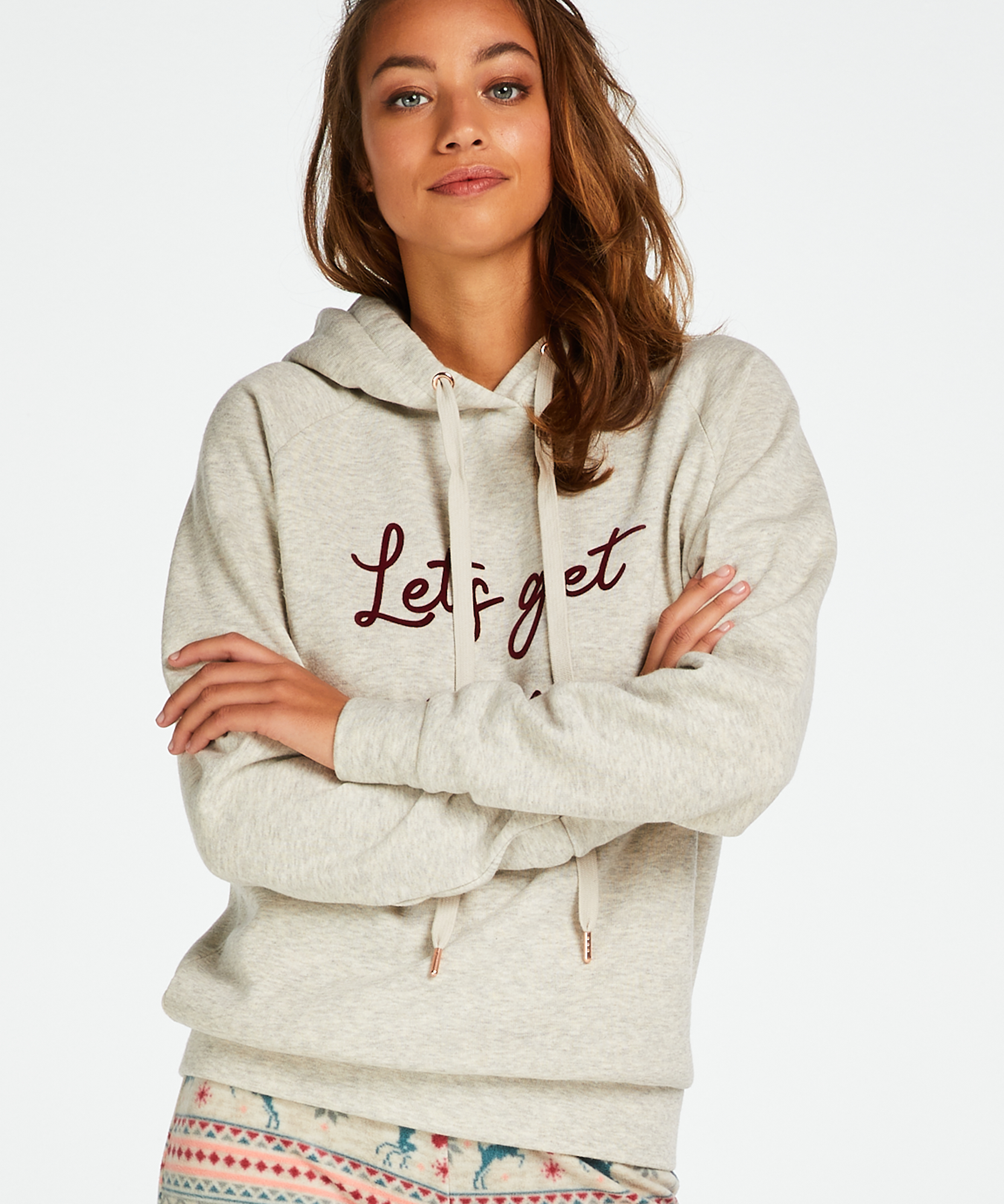 Sudadera de manga larga con capucha, Beige, main