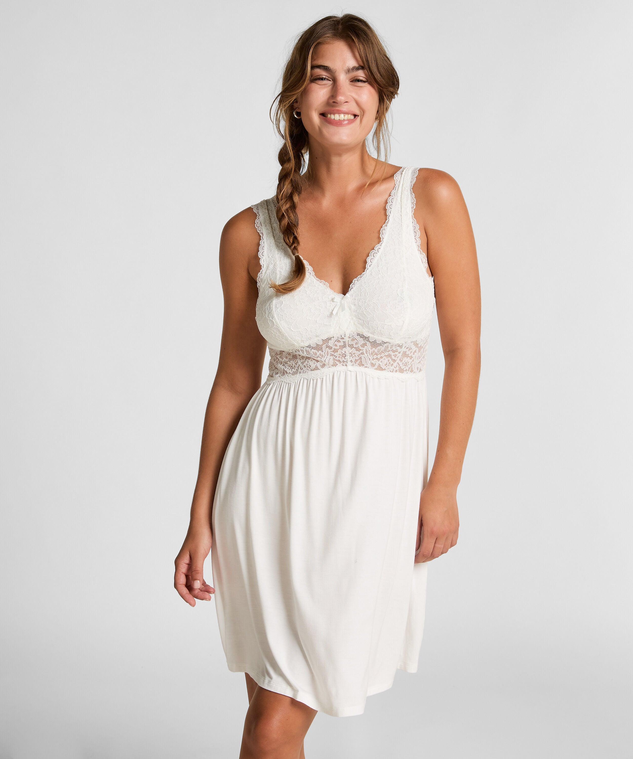 Vestido lencero Nora Lace, Blanco
