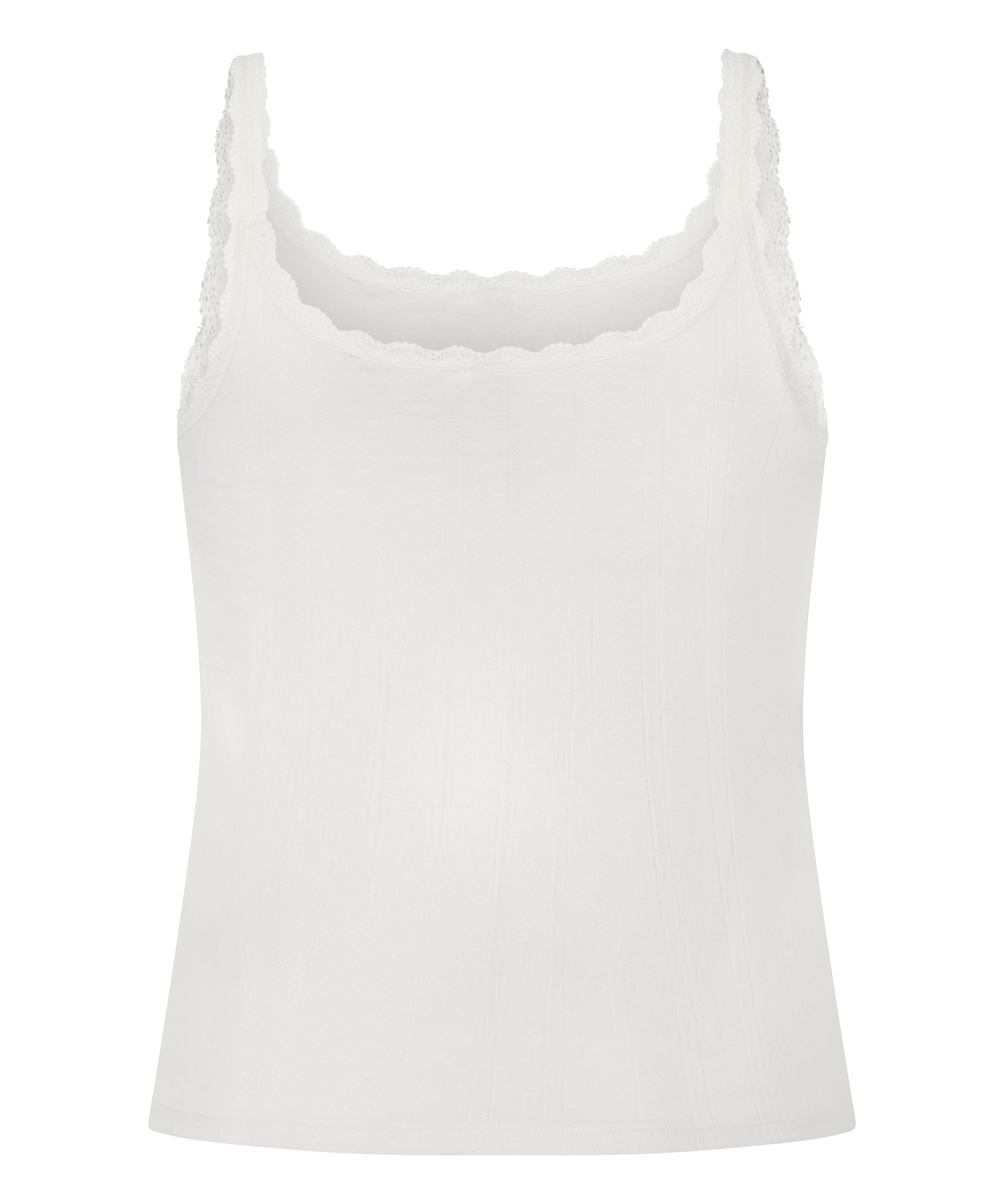 Camiseta sin mangas en pointelle, Blanco, main