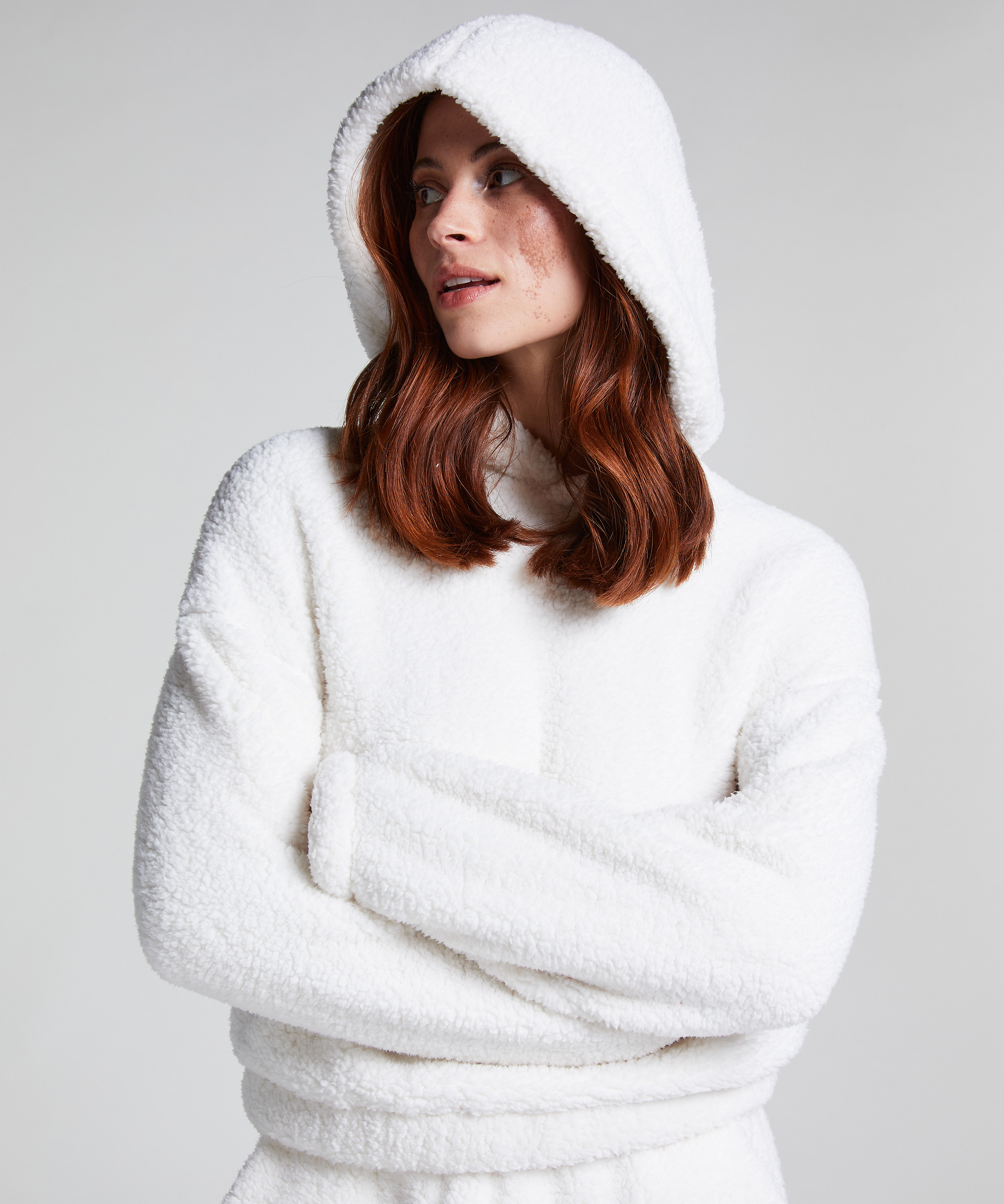 Sudadera con capucha Fleece Snuggle, Blanco, main