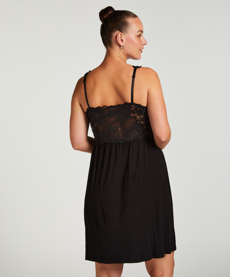 Vestido lencero Nora Lace, Negro