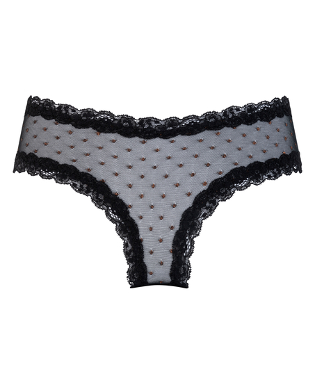 Brasileña en forma de V burn-out mesh, Negro