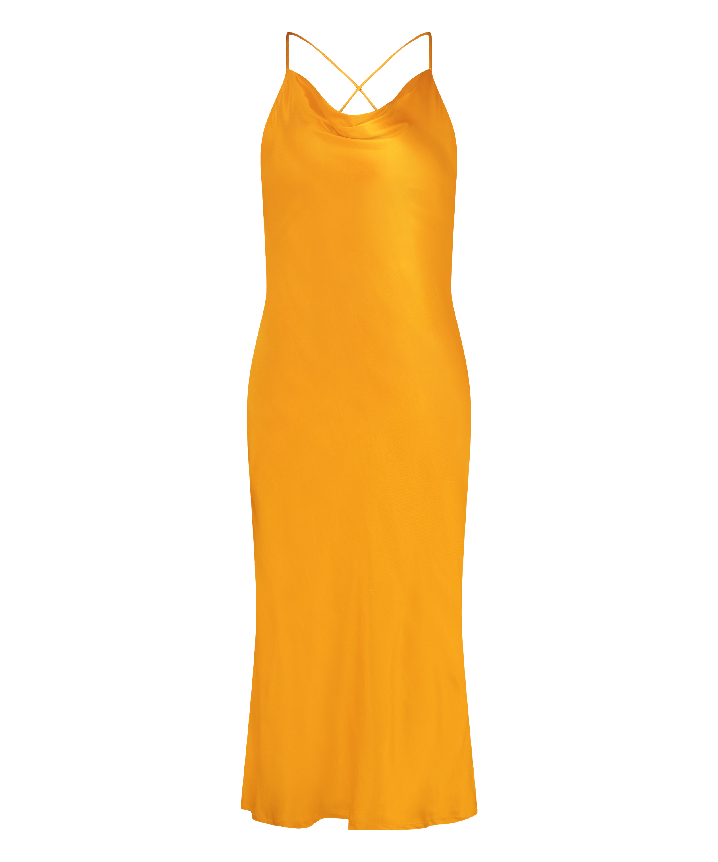 Vestido midi Sat&eacute;n, Naranja, main