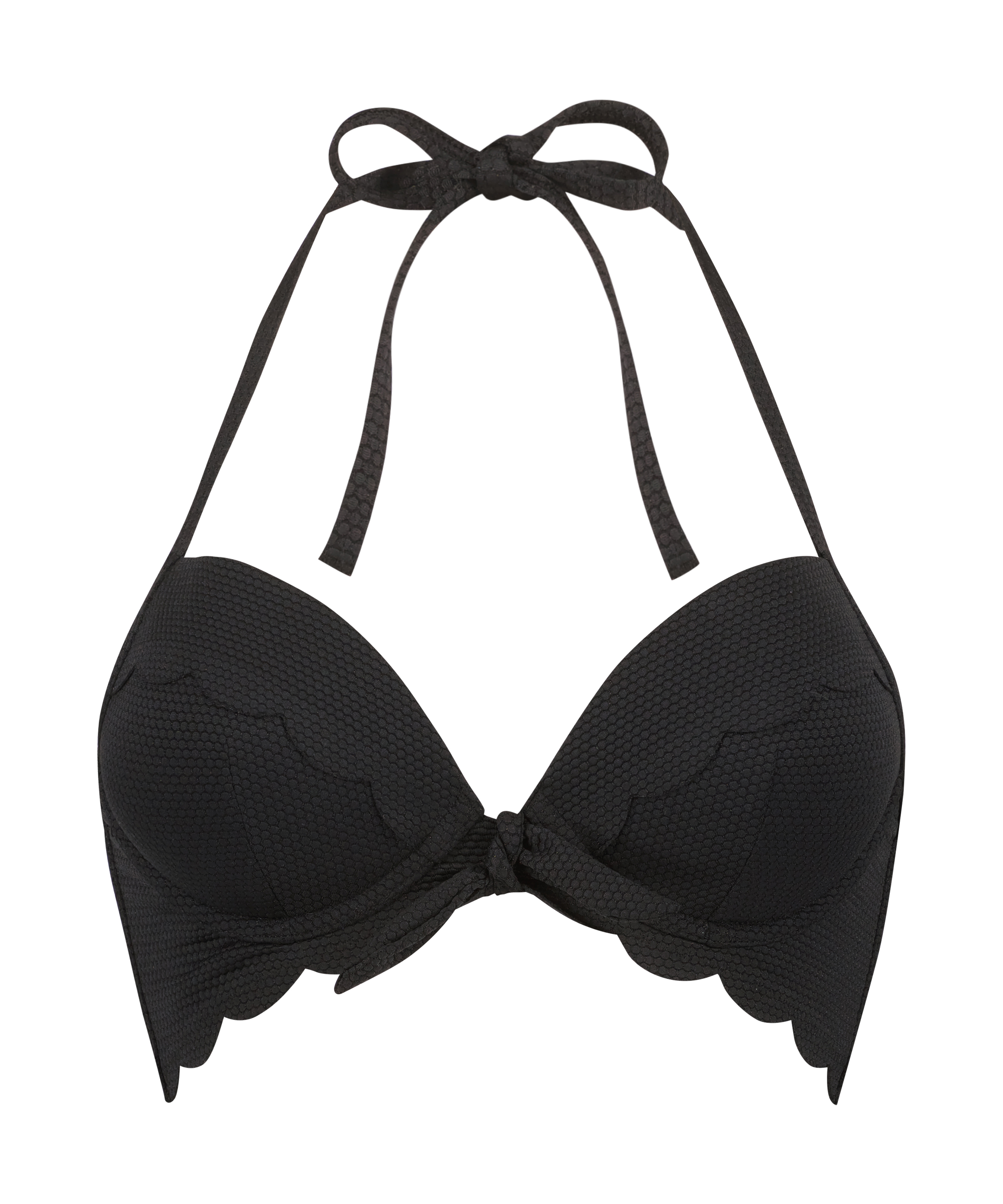 Top de bikini preformado con efecto realce Scallop Copa A - E, Negro, main
