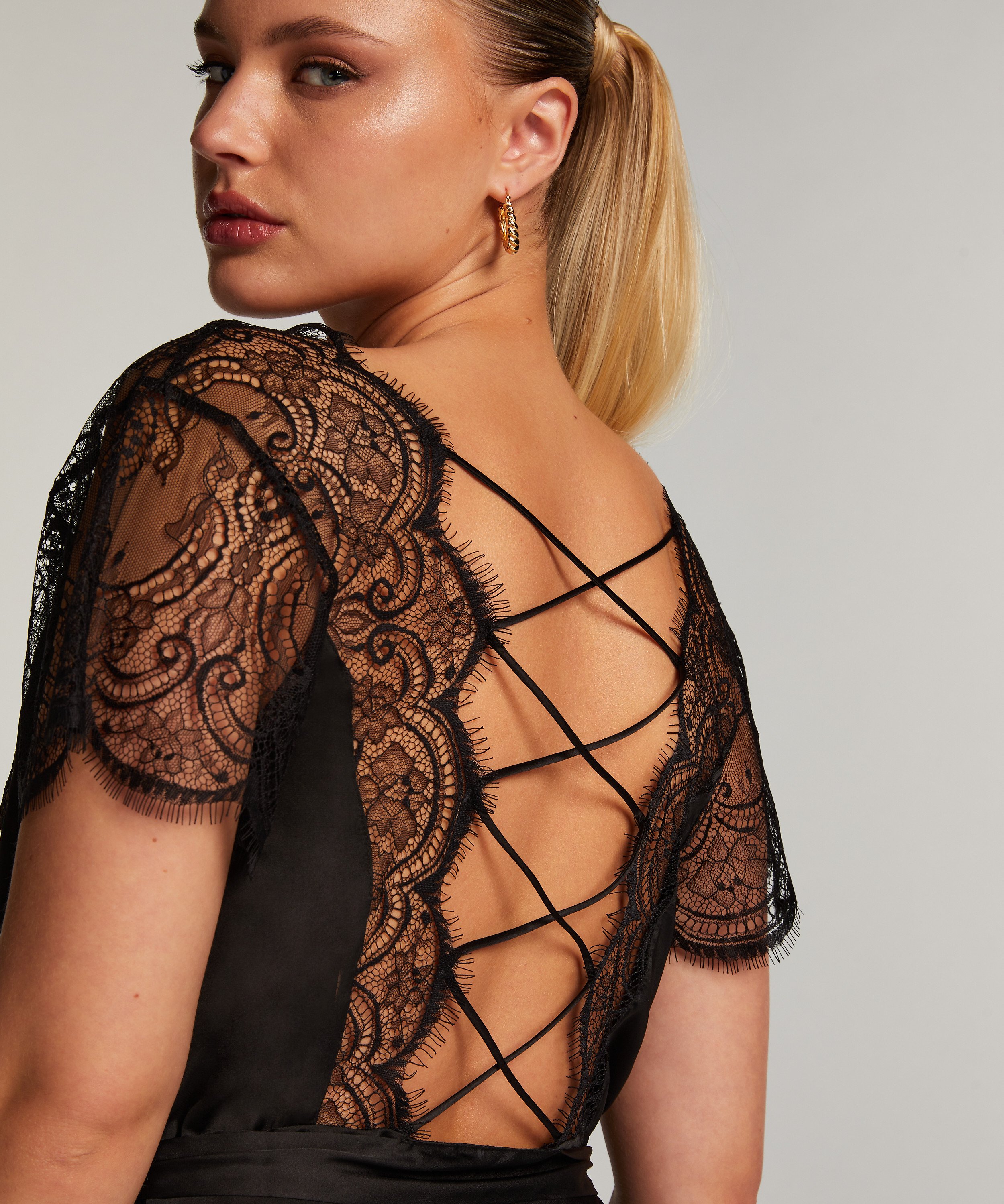 Kimono de satén Coco, Negro, main