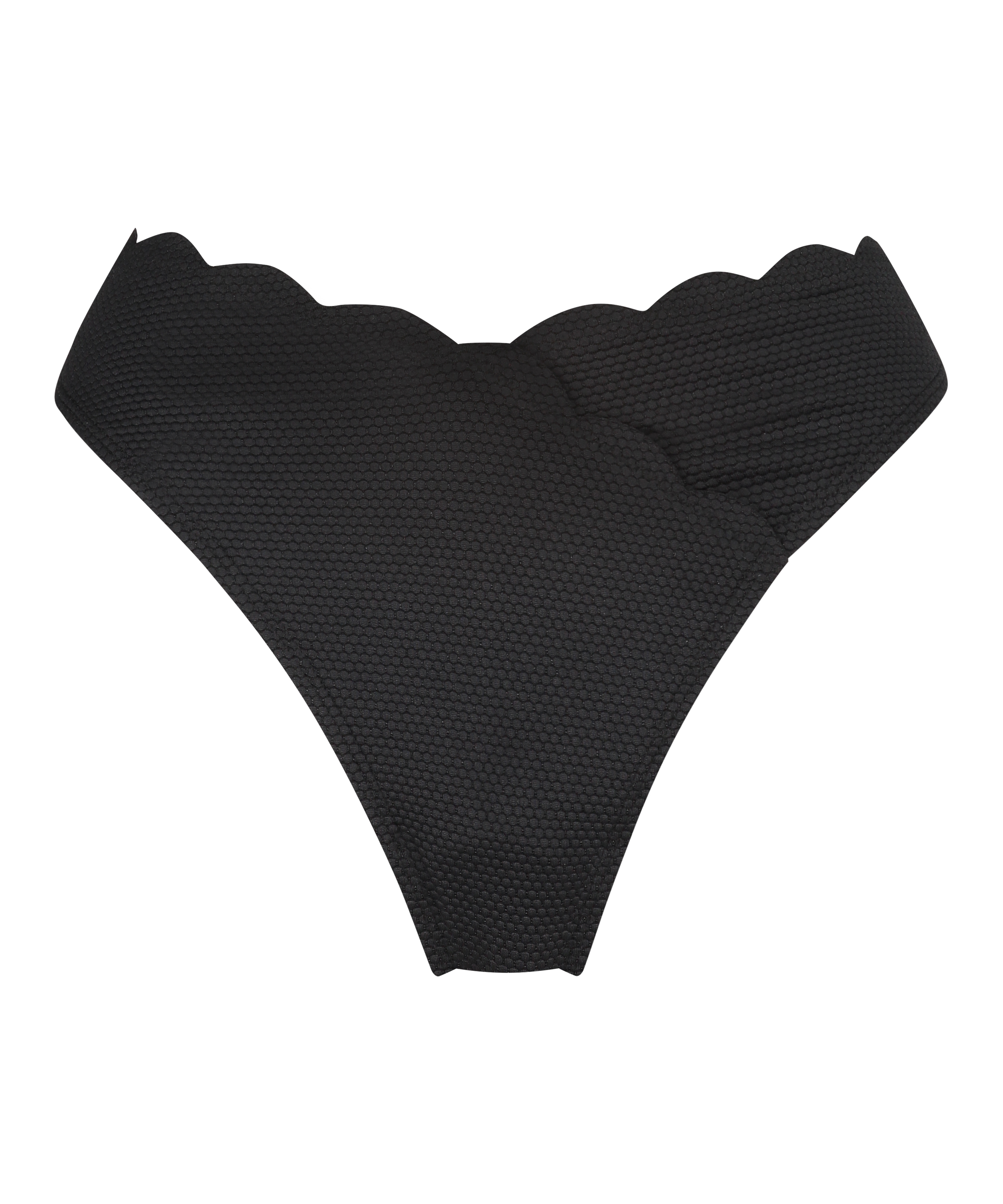 Braguita de Bikini de Corte Alto Scallop, Negro, main