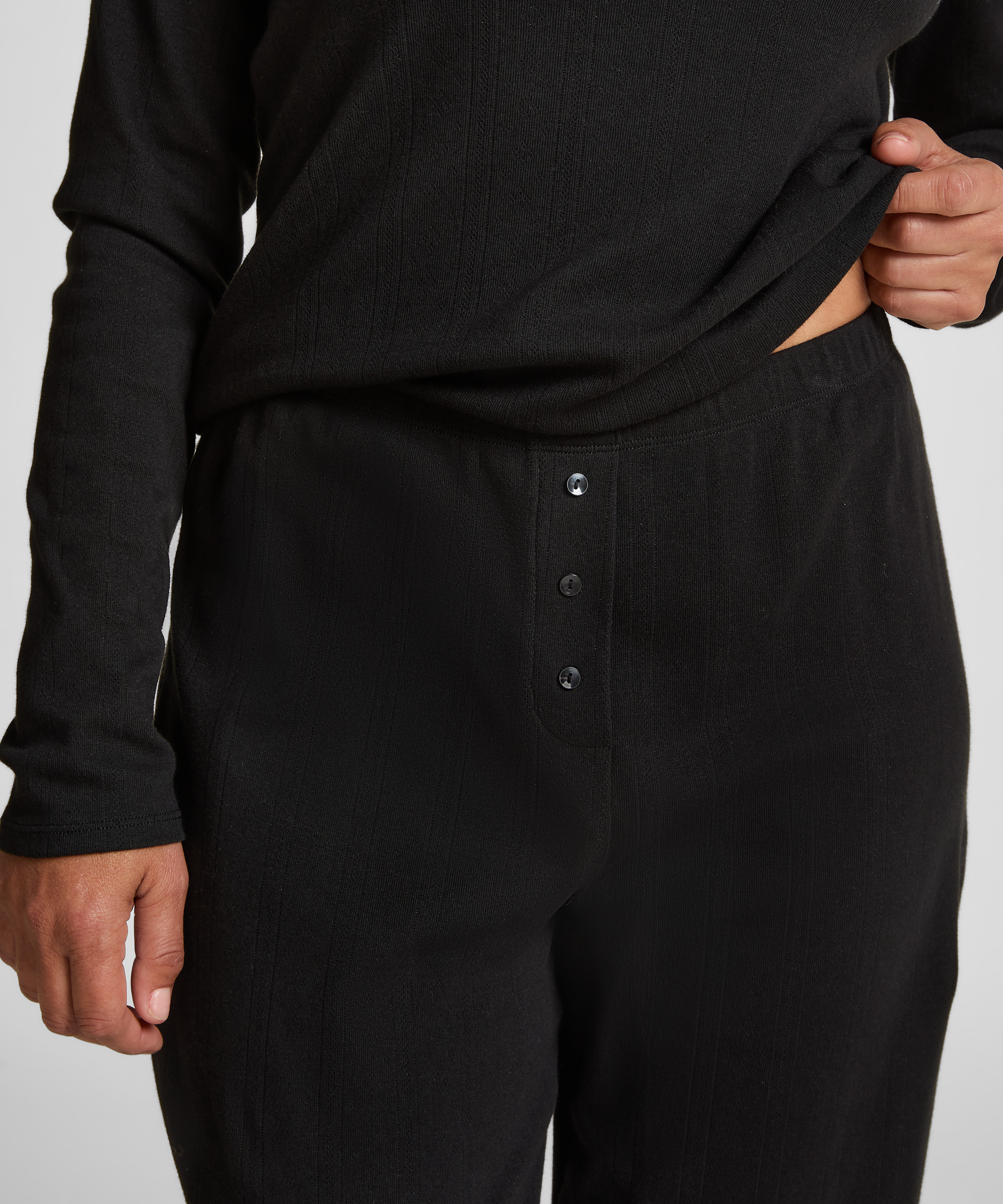 Pantal&oacute;n de pijama Pointelle, Negro, main