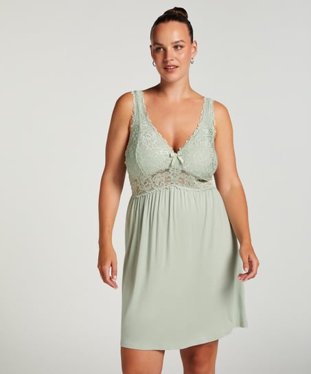 Vestido lencero Nora Lace, Verde