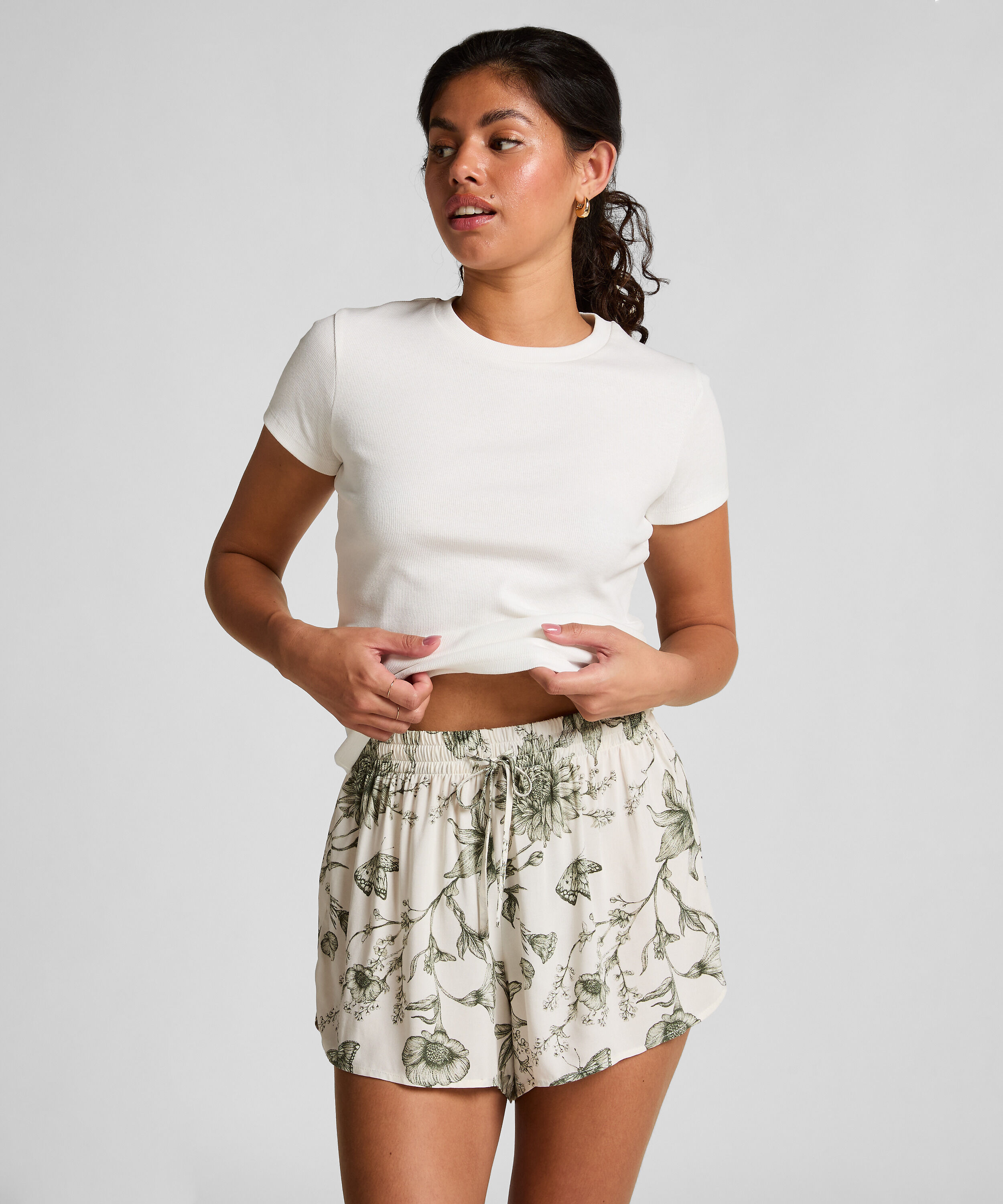 Pantalón corto de pijama, Blanco