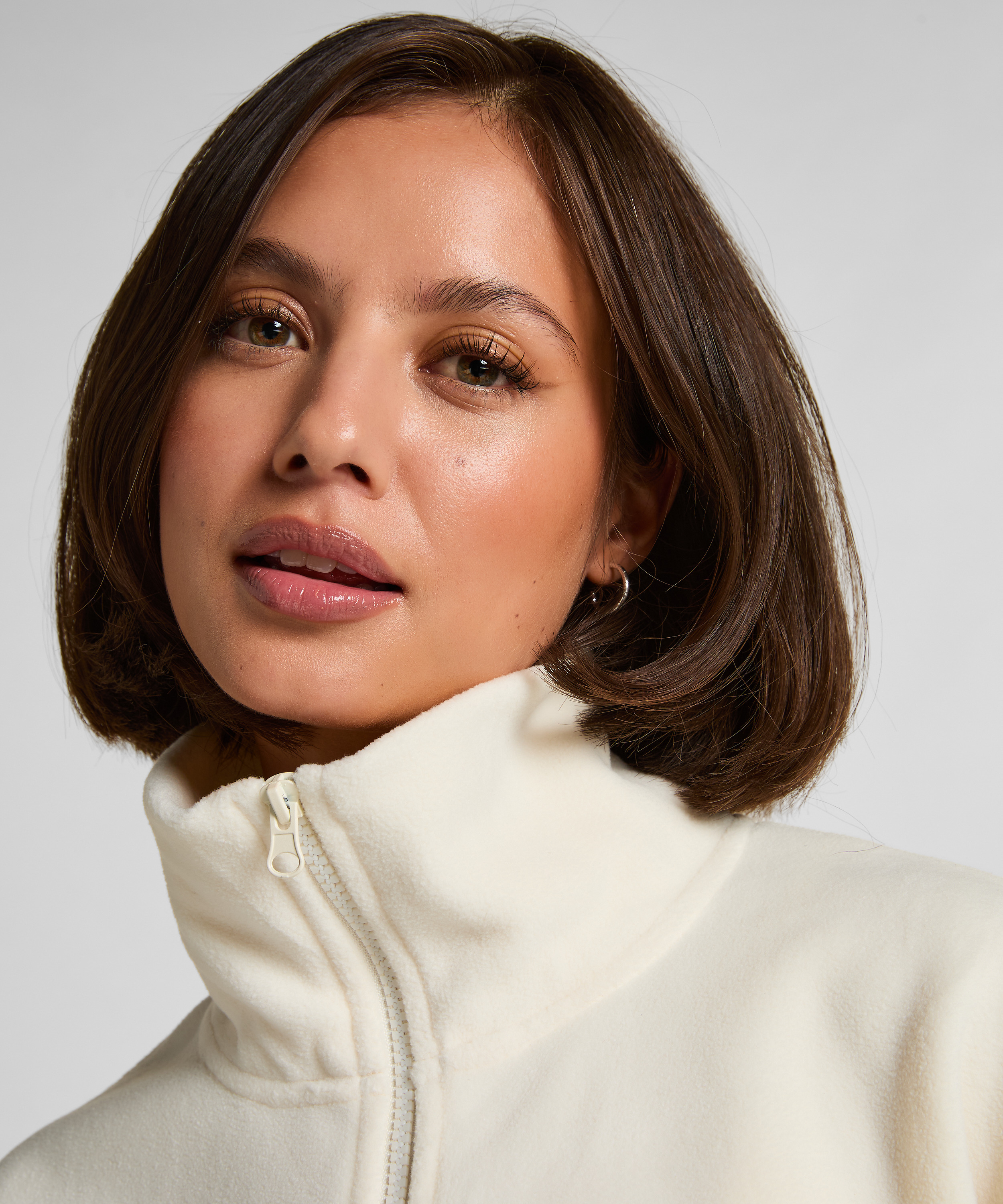 Top deportivo polar de media cremallera, Blanco, main