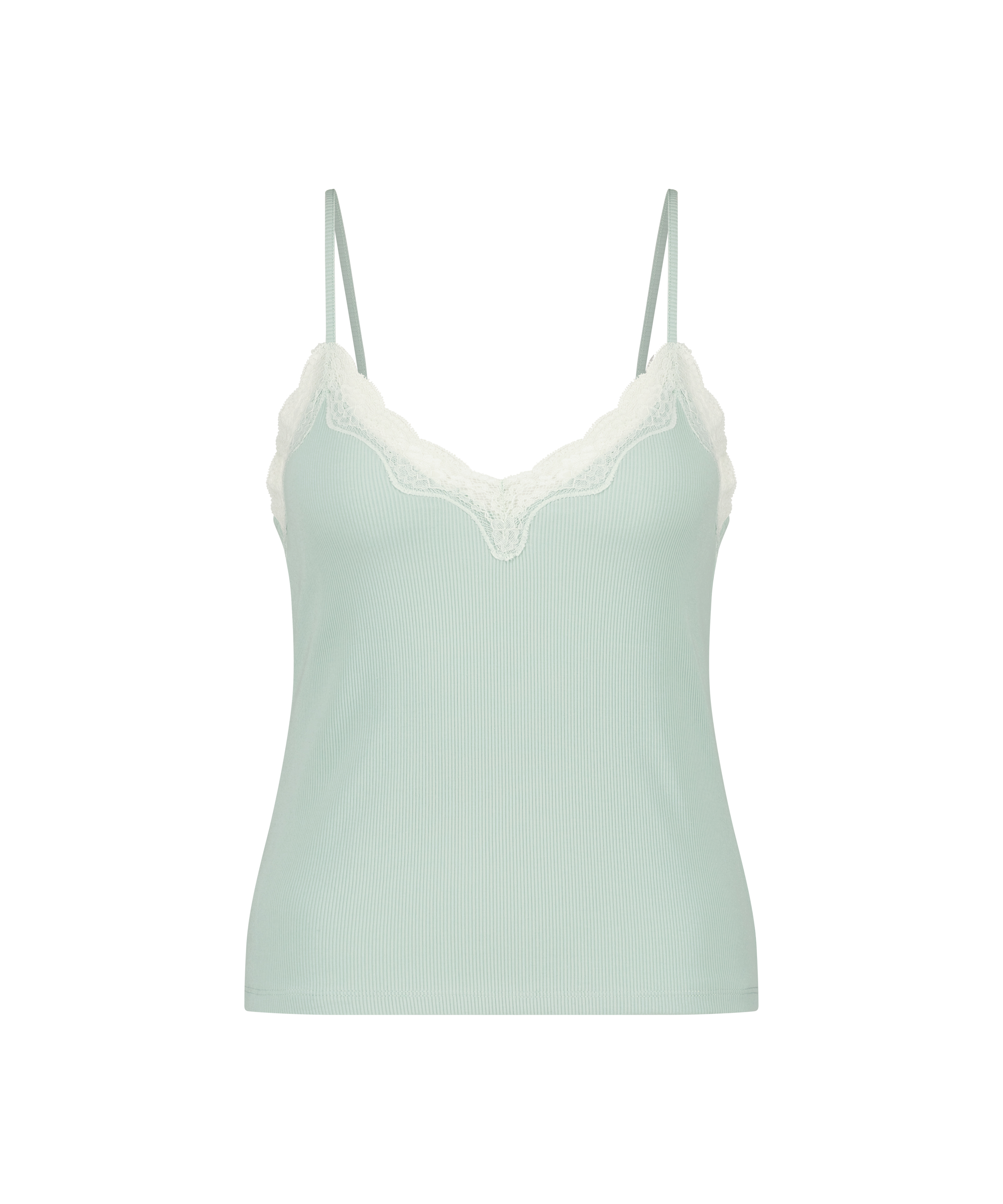 Top Cami Rib Lace, Verde, main