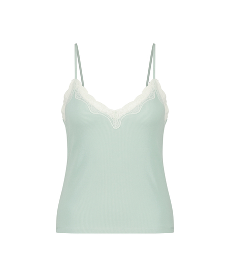 Top Cami Rib Lace, Verde