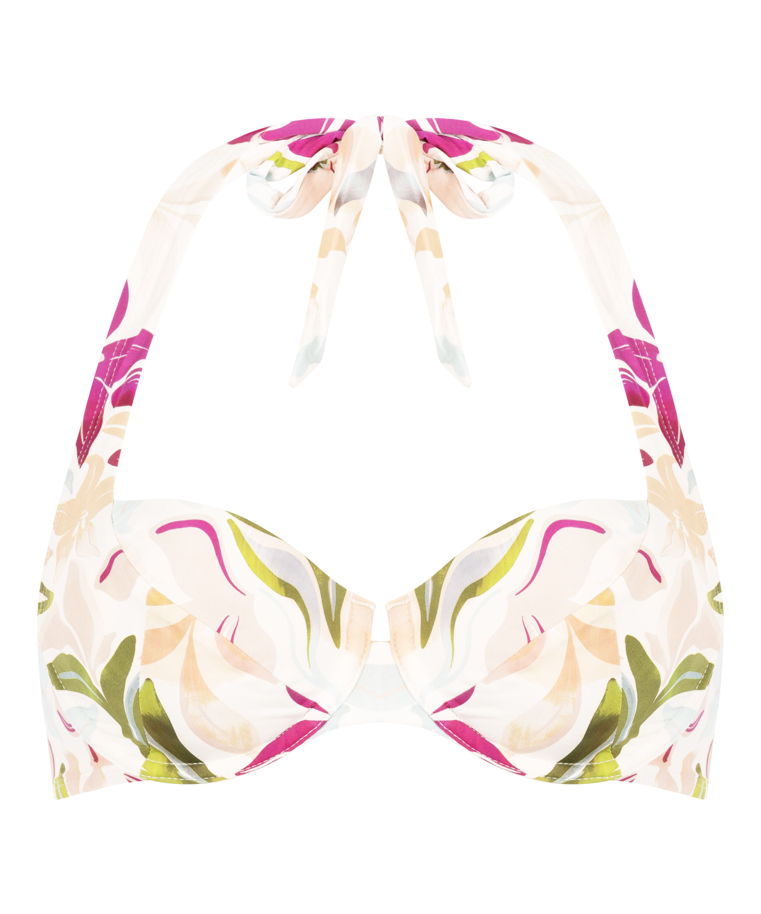 Top de bikini sin relleno con aros Ayanna, Blanco