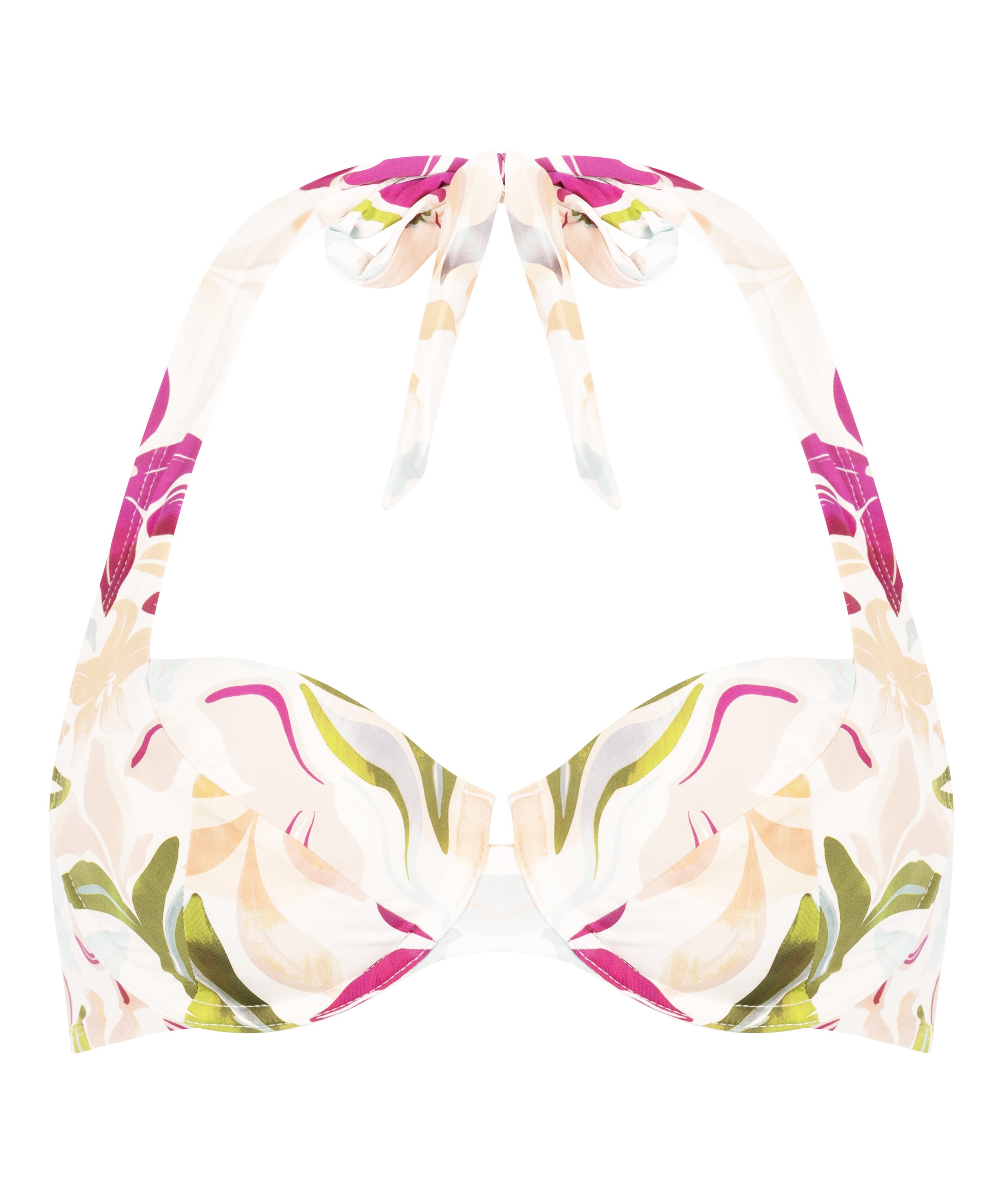 Top de bikini sin relleno con aros Ayanna, Blanco, main