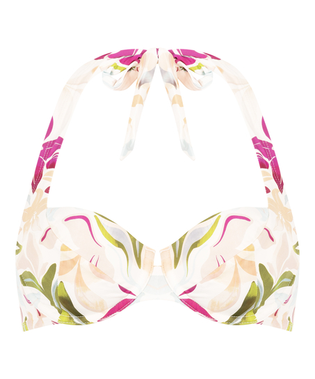 Top de bikini sin relleno con aros Ayanna, Blanco