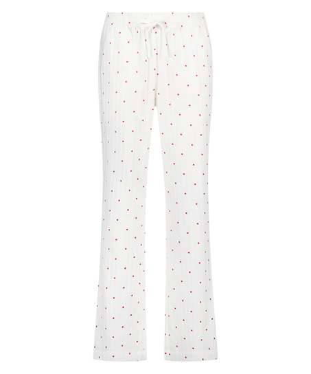 Pantal&oacute;n de pijama Jacquard Hearts, Blanco