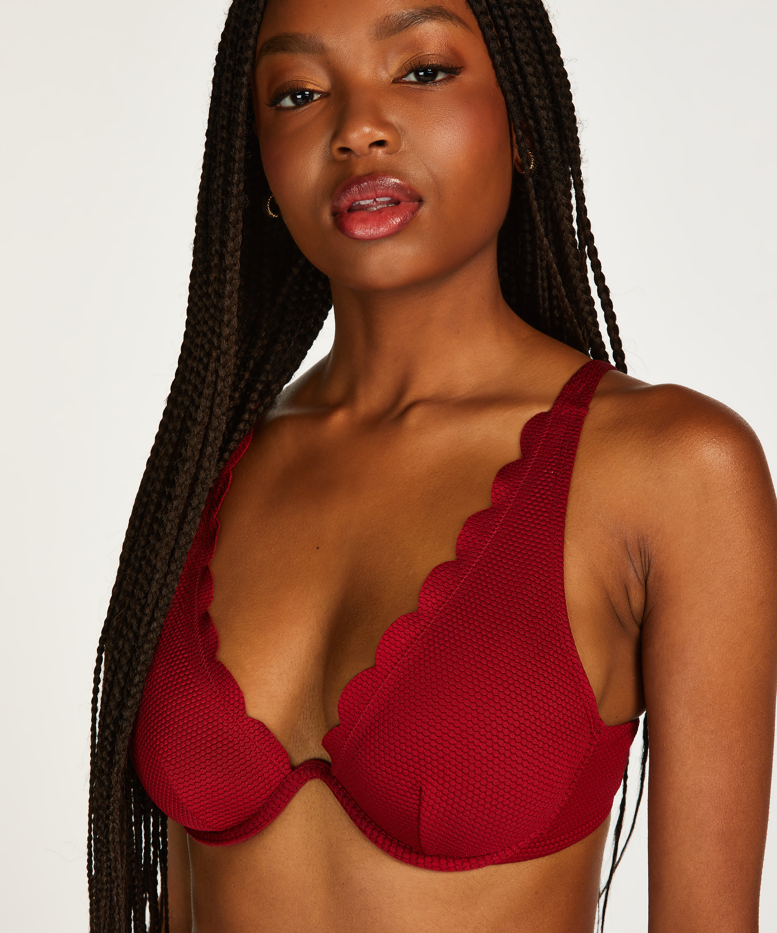 Top de bikini de aros no preformado Scallop, Rojo, main