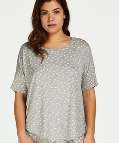 Top de pijama de manga corta corte holgado, Gris