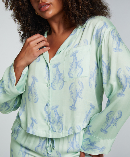 Chaqueta de manga larga y satén, Verde