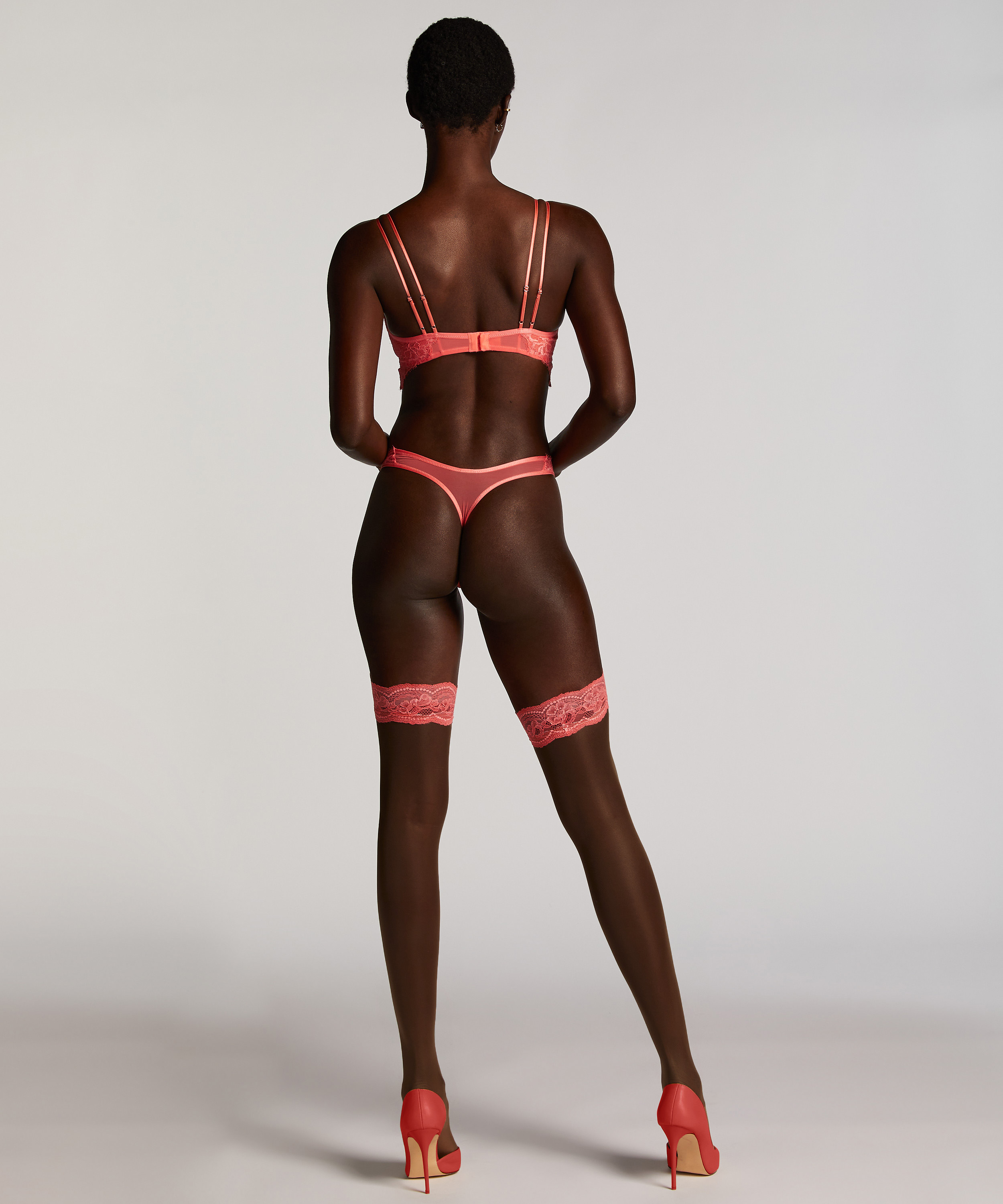 Medias Autoadhesivas 15 Denier Encaje, Rosa, main