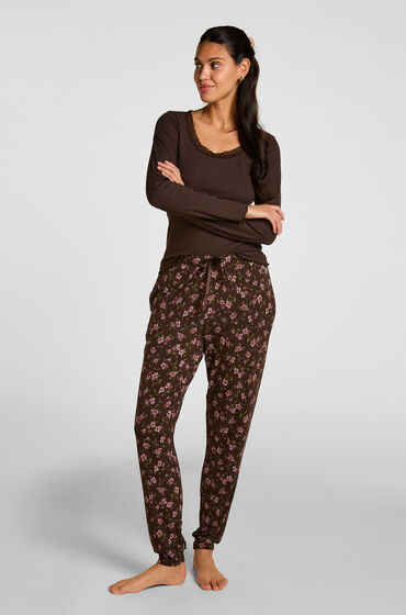 hunkemoller pantalon de pijama jersey marron