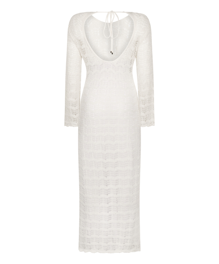 Vestido maxi de ganchillo, Blanco