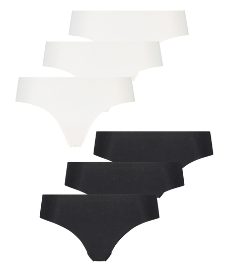 Lote de 6 braguitas brasile&ntilde;as invisibles, Blanco