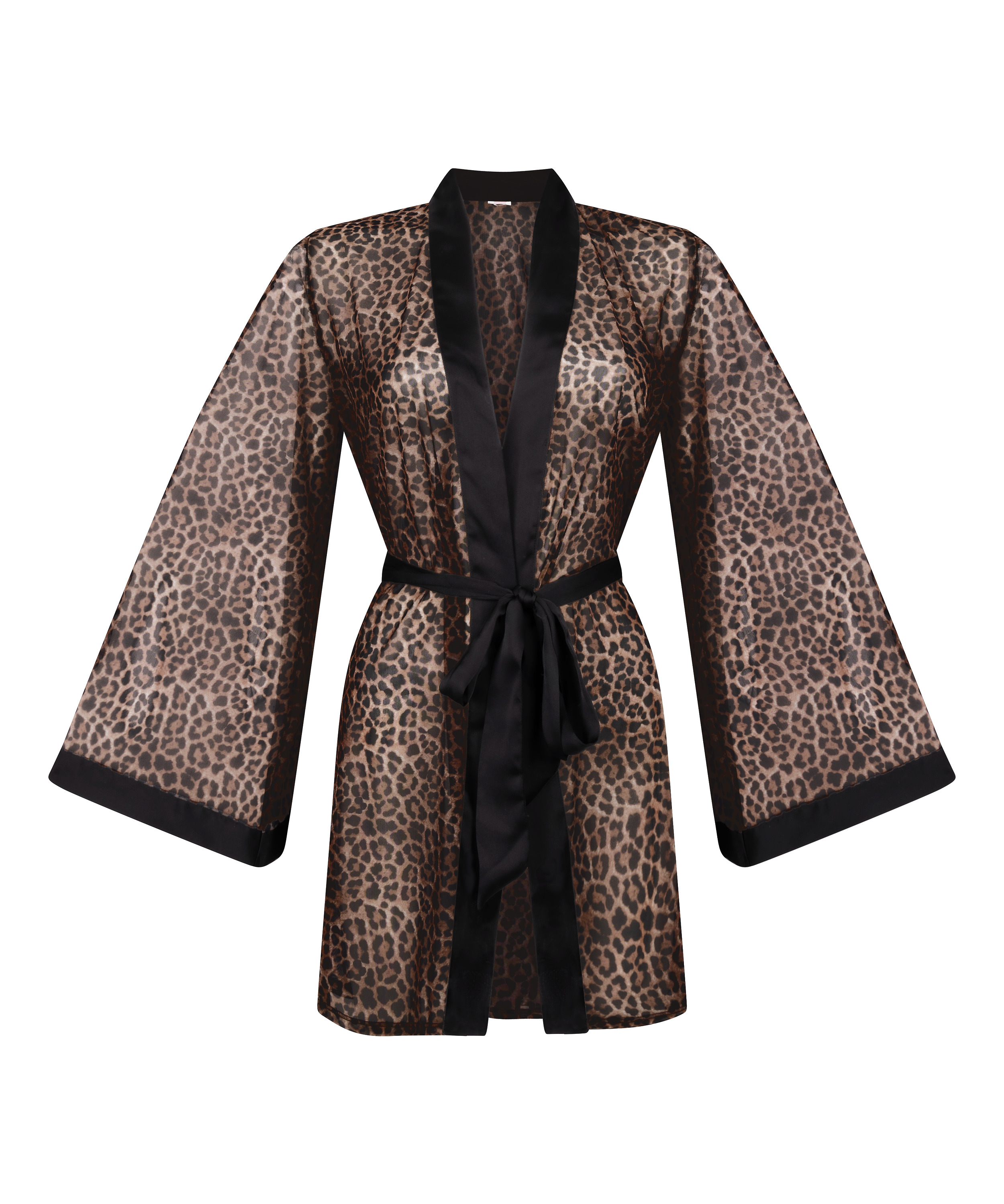 Kimono de malla de leopardo, Negro, main