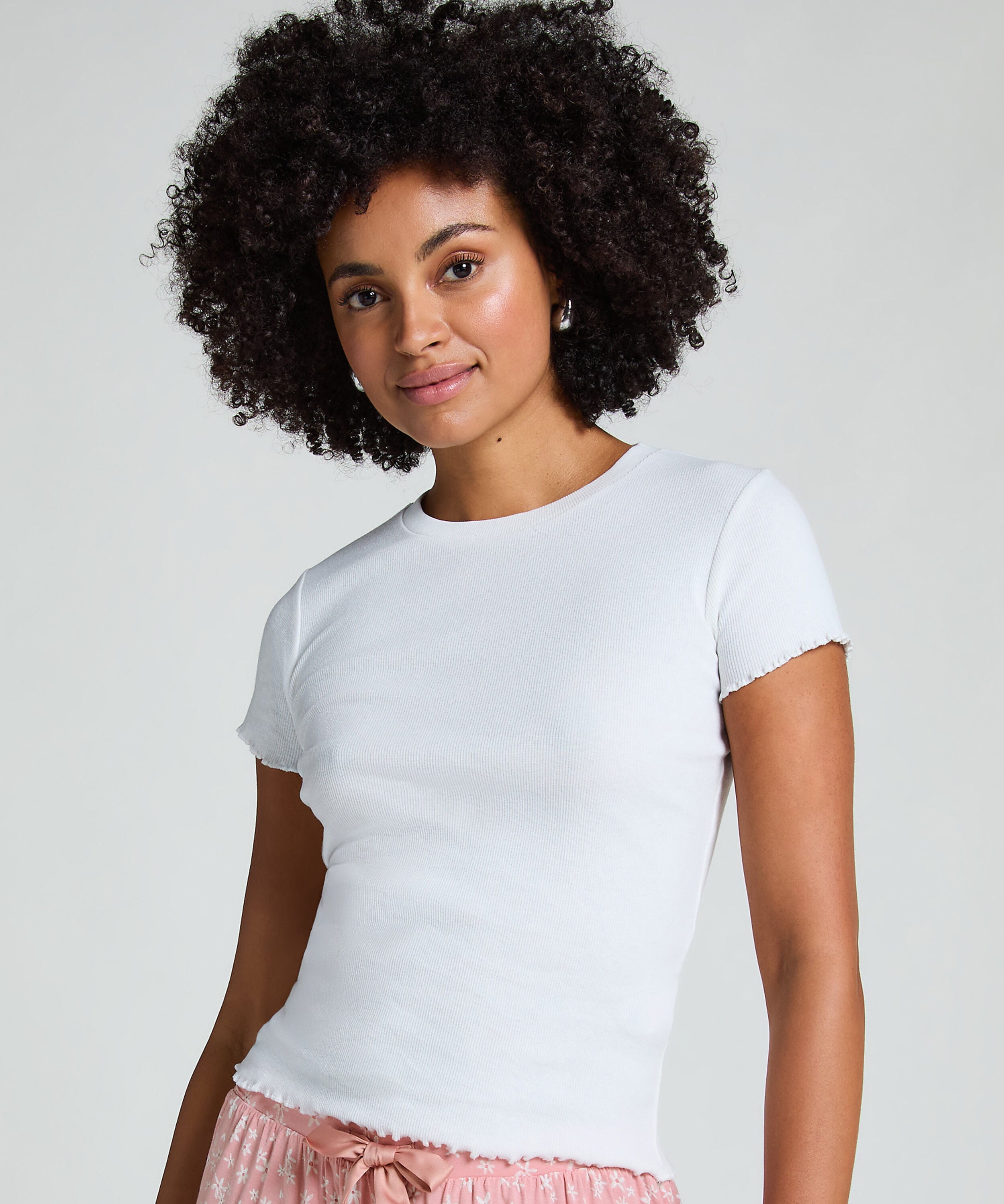 Camiseta de algodón de manga corta, Blanco