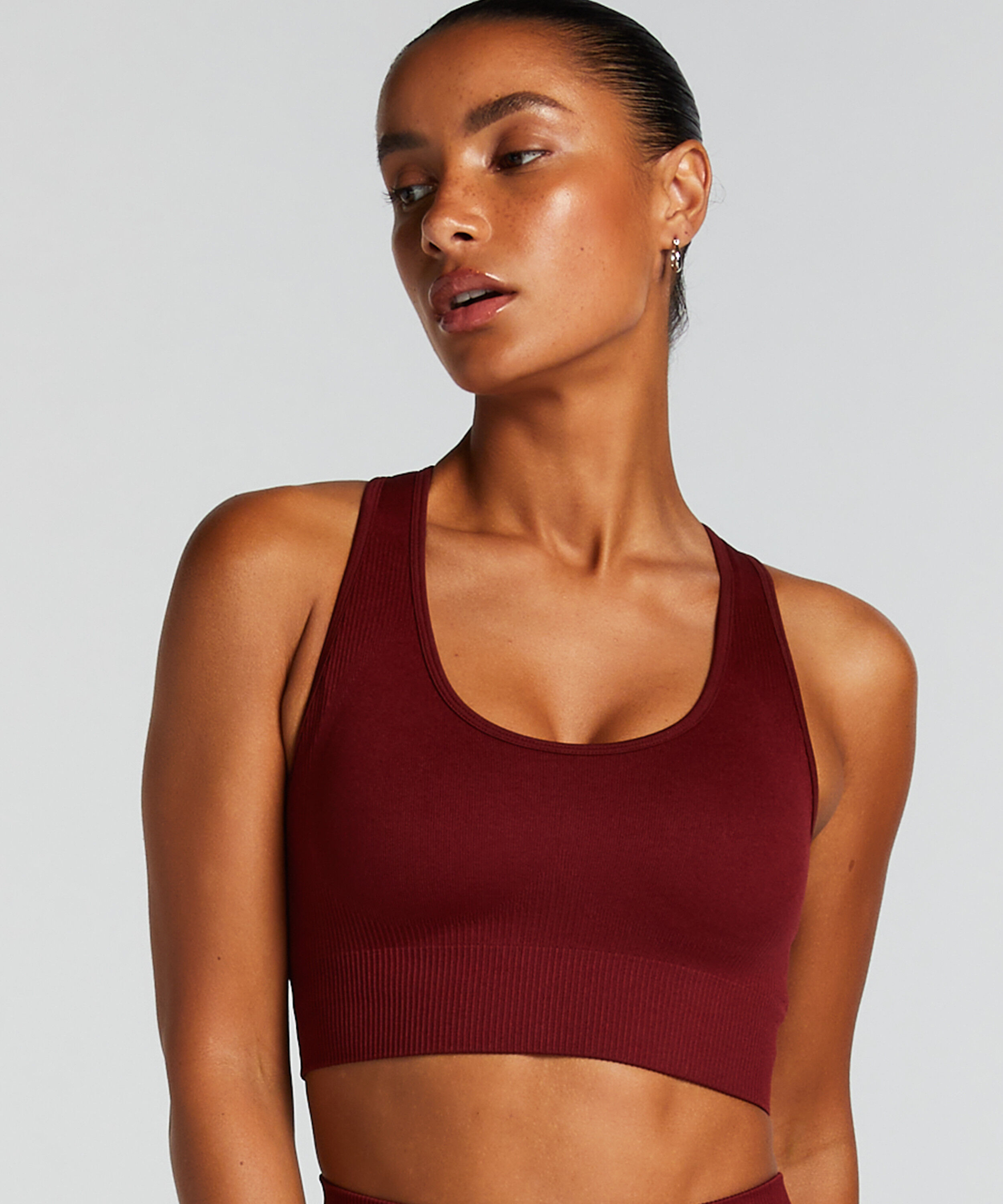 HKMX Sujetador deportivo sin costuras, Rojo