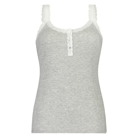 Singlet top cami rib lace, Gris