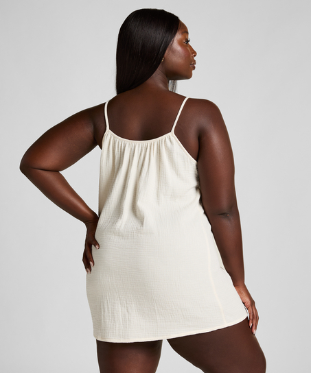 Vestido camisero de muselina, Blanco