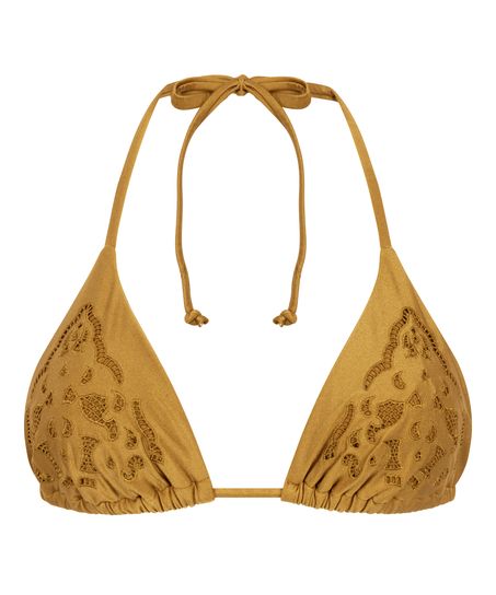 Top de bikini triangular Boho, Amarillo