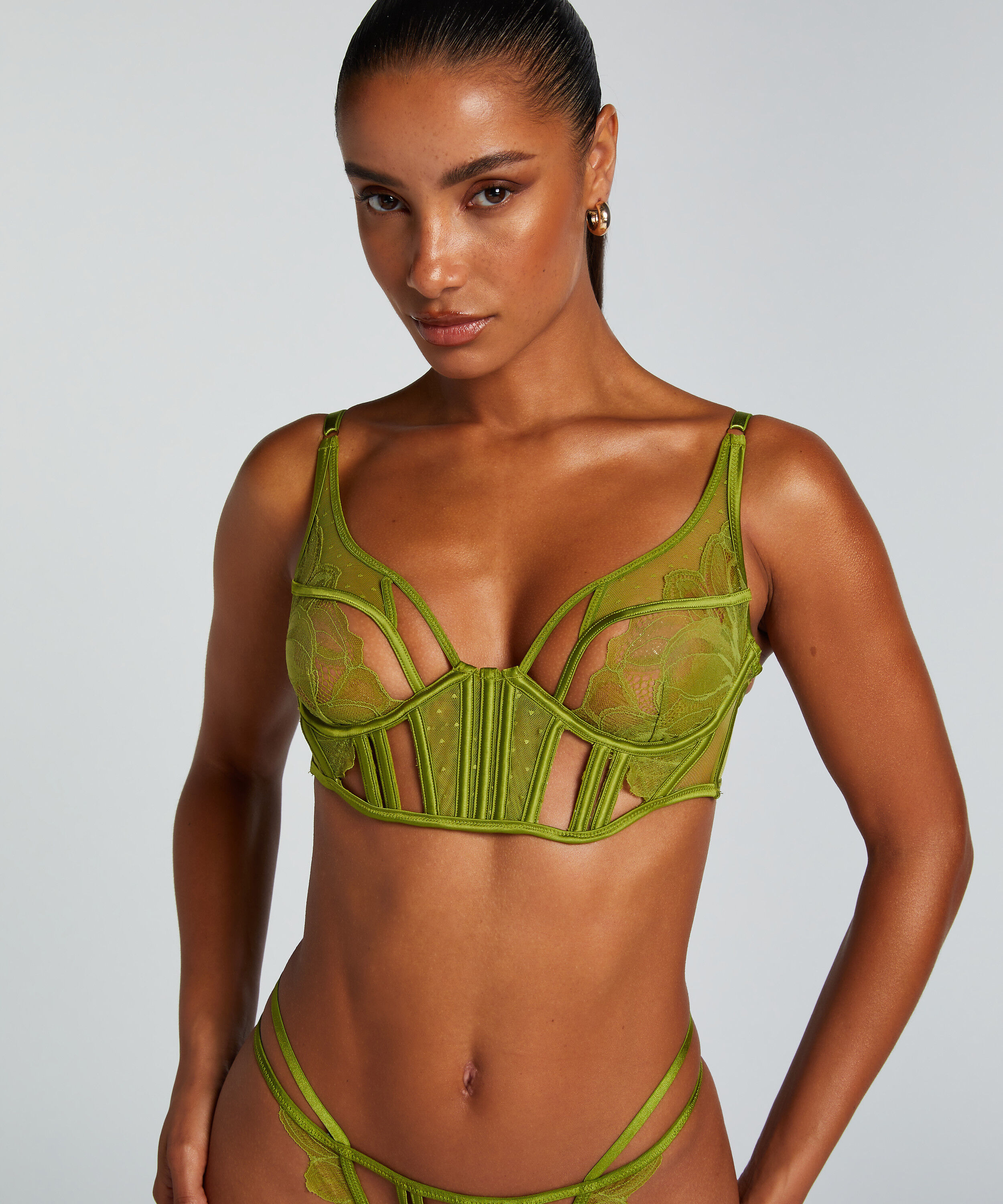 Sujetador de aros no preformado longline Billie, Verde