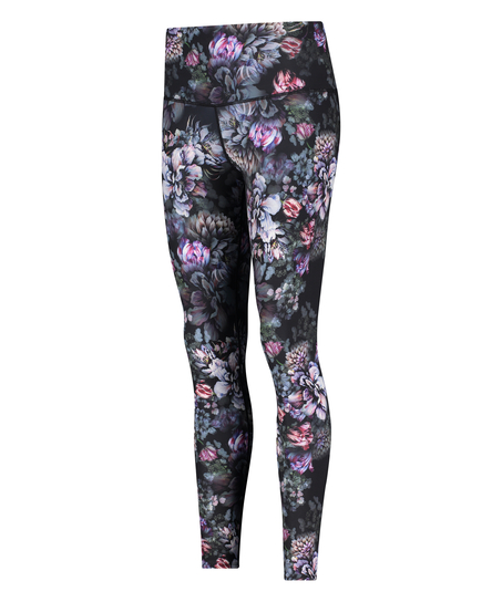 Leggings deportivos de cintura alta HKMX Flower, Negro