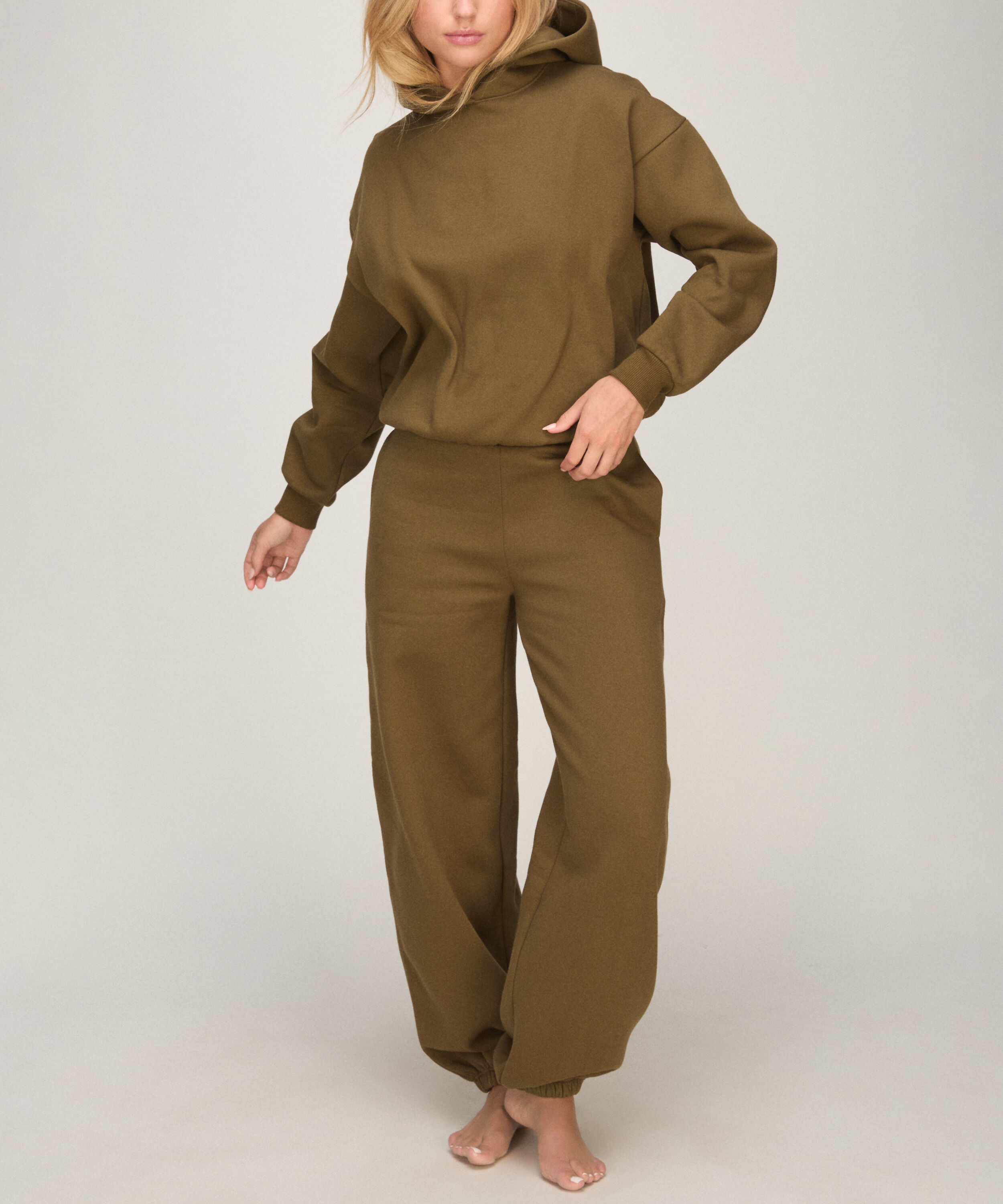 Pantalón Jogger de Felpa Afelpada, Verde Pantalón Jogger de Felpa Afelpada, Verde