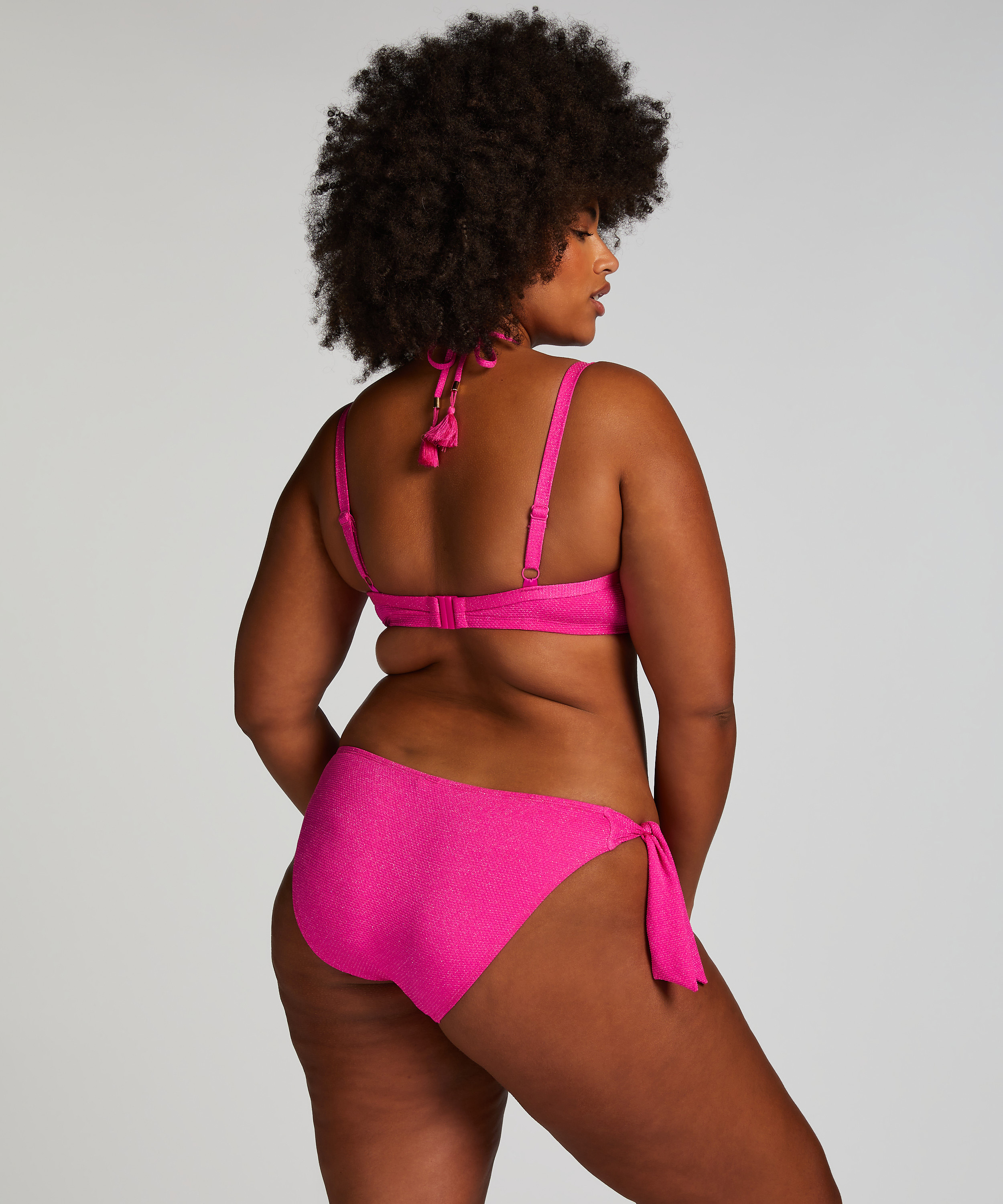 Top de bikini de lúrex Scallop, Rosa, main