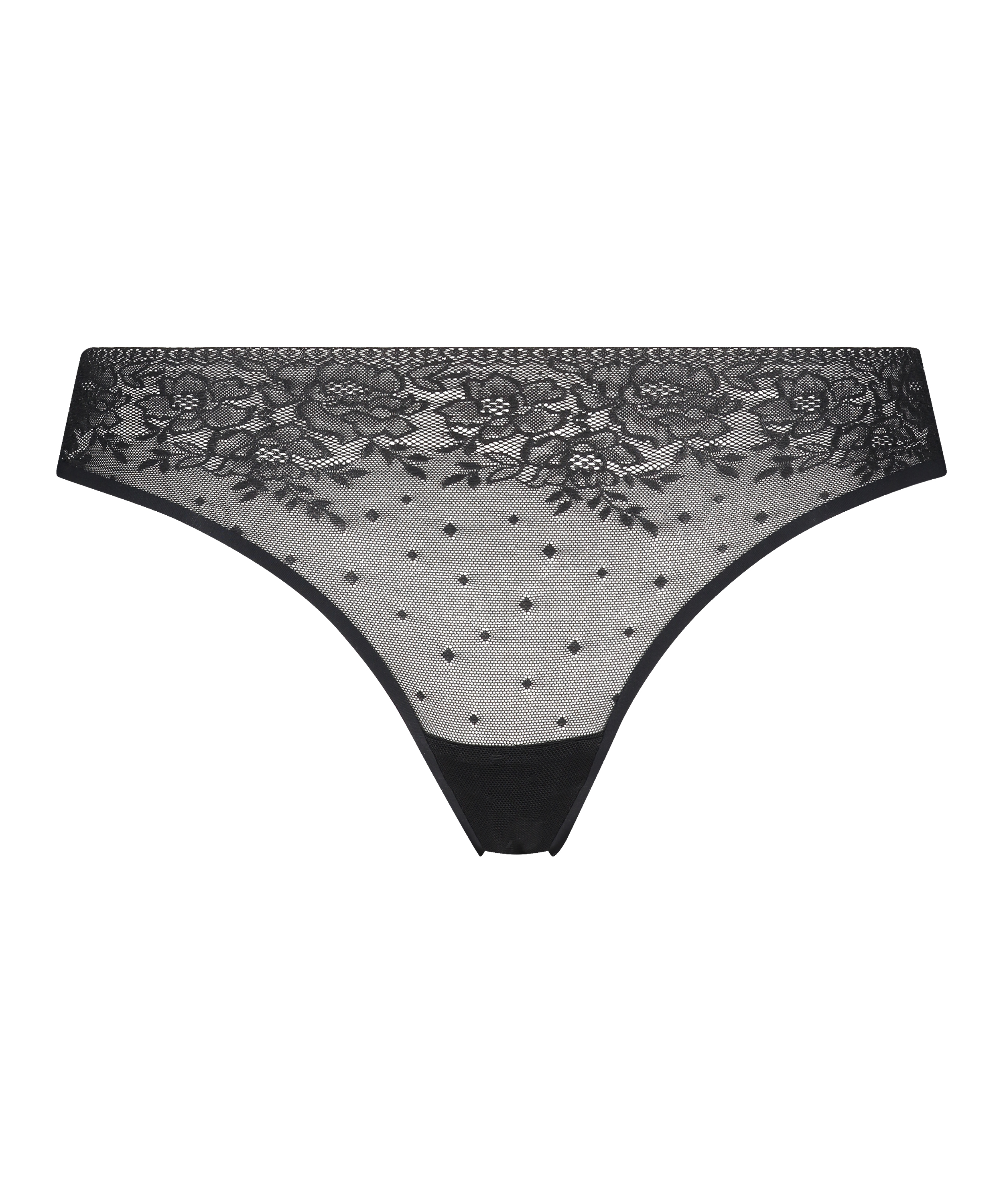 Tanga sin costuras Allover Lace, Negro, main