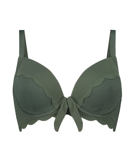Top de bikini con aros preformado Scallop Glam, Verde