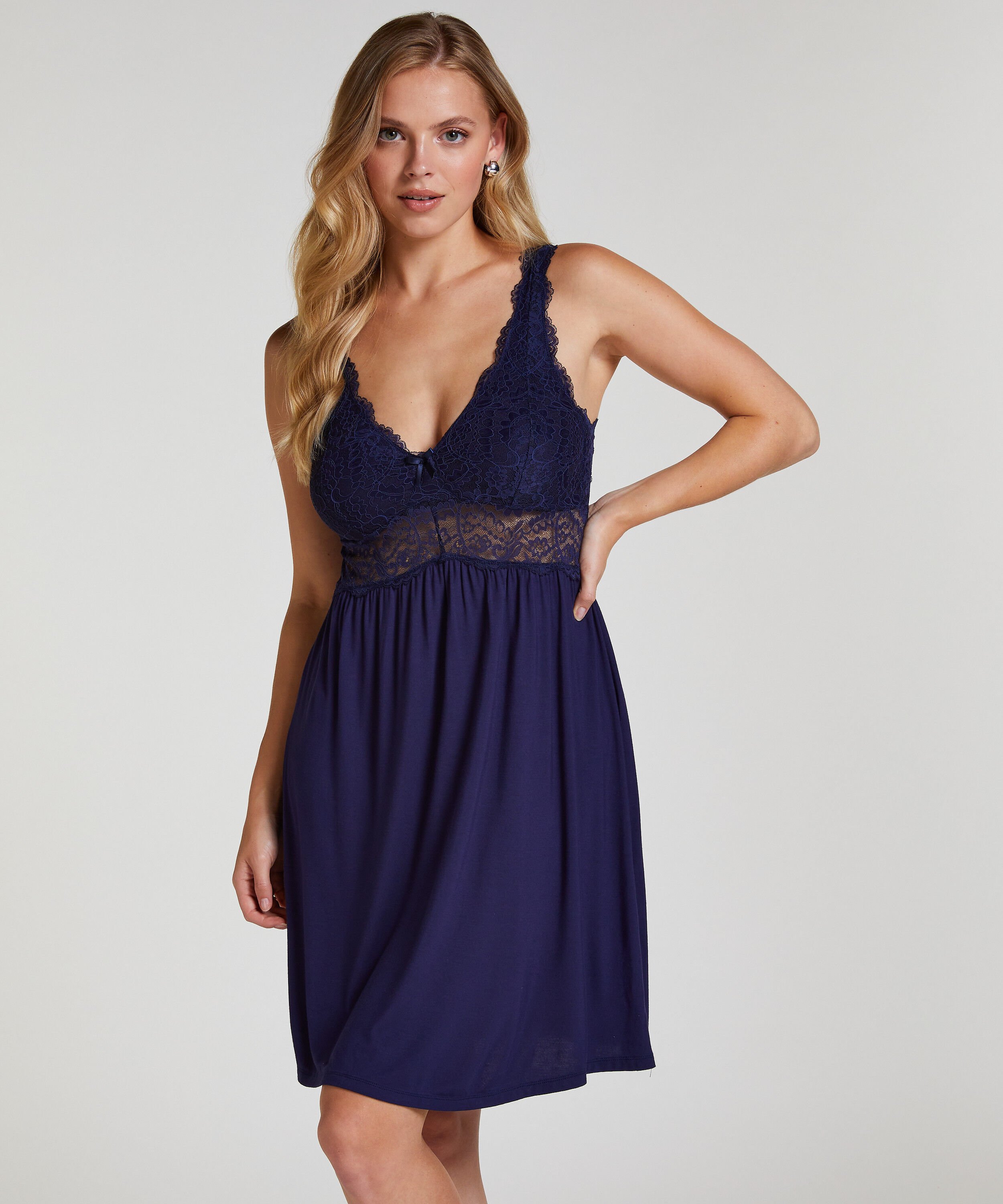 Vestido lencero Nora Lace, Azul